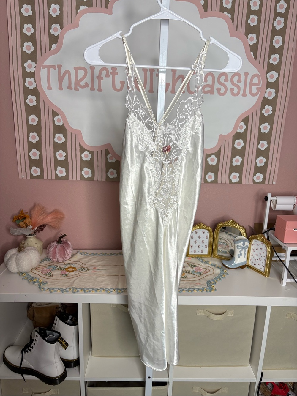 Silky Ivory Lace-Trim Vintage Slip Dress - Women Intimates & Sleepwear